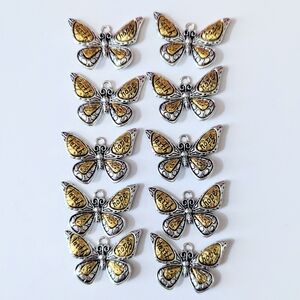 Faith Hope Gold Silver Butterfly Charms Crafting Jewelry Making Bag Clips 10 Lot